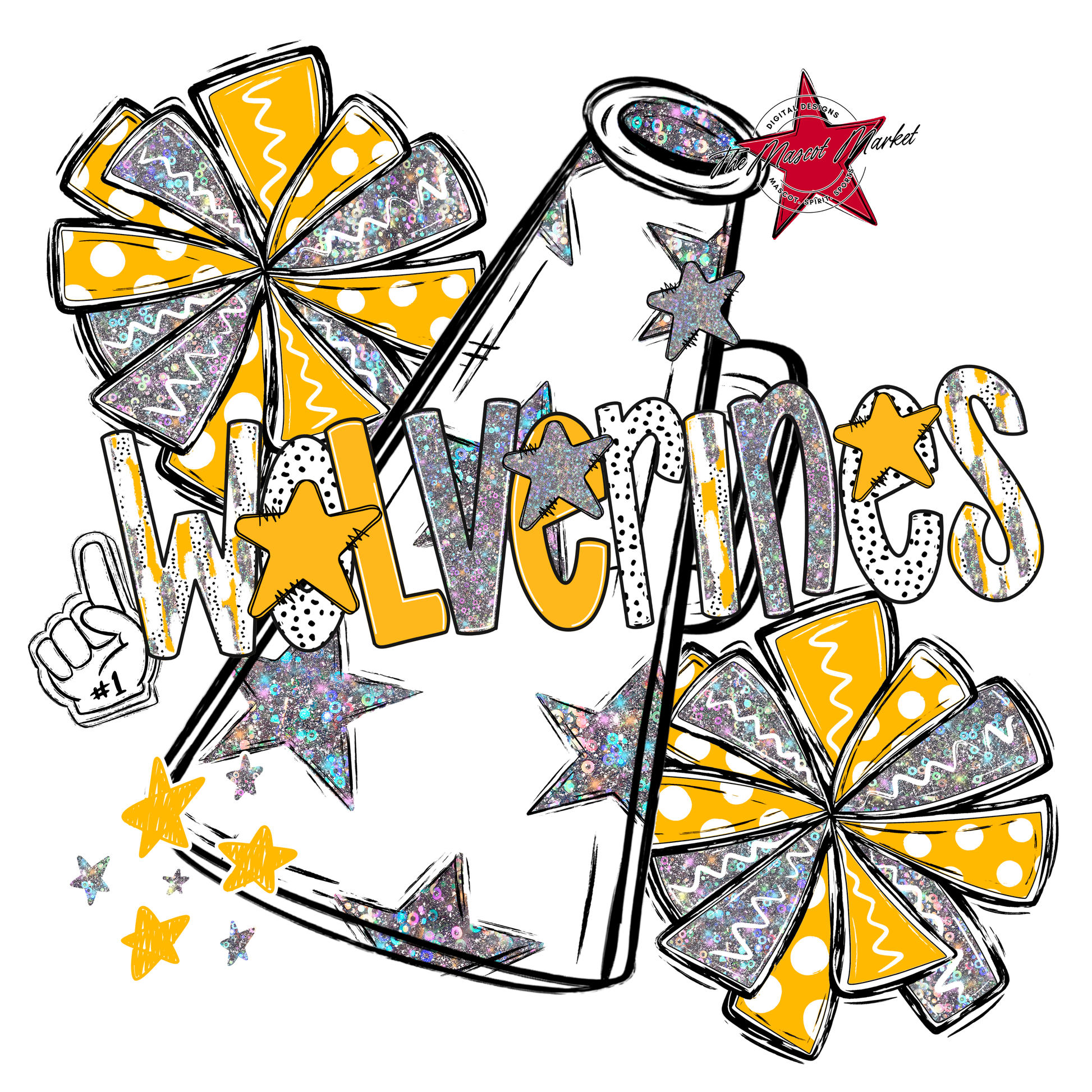 Wolverines Cheer Megaphone Scrape-Yellow