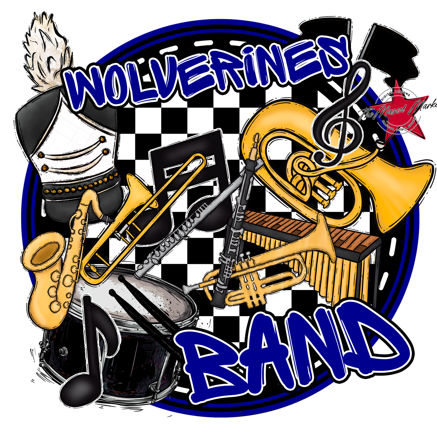 Wolverines Circle Band Design-Blue