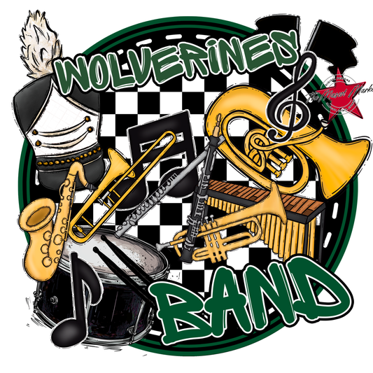 Wolverines Circle Band Design-Green