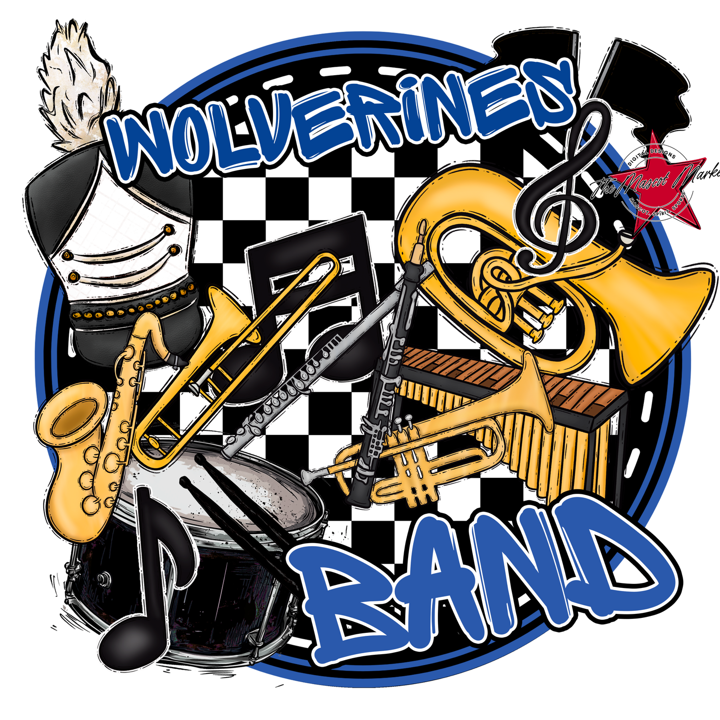 Wolverines Circle Band Design-Off Blue