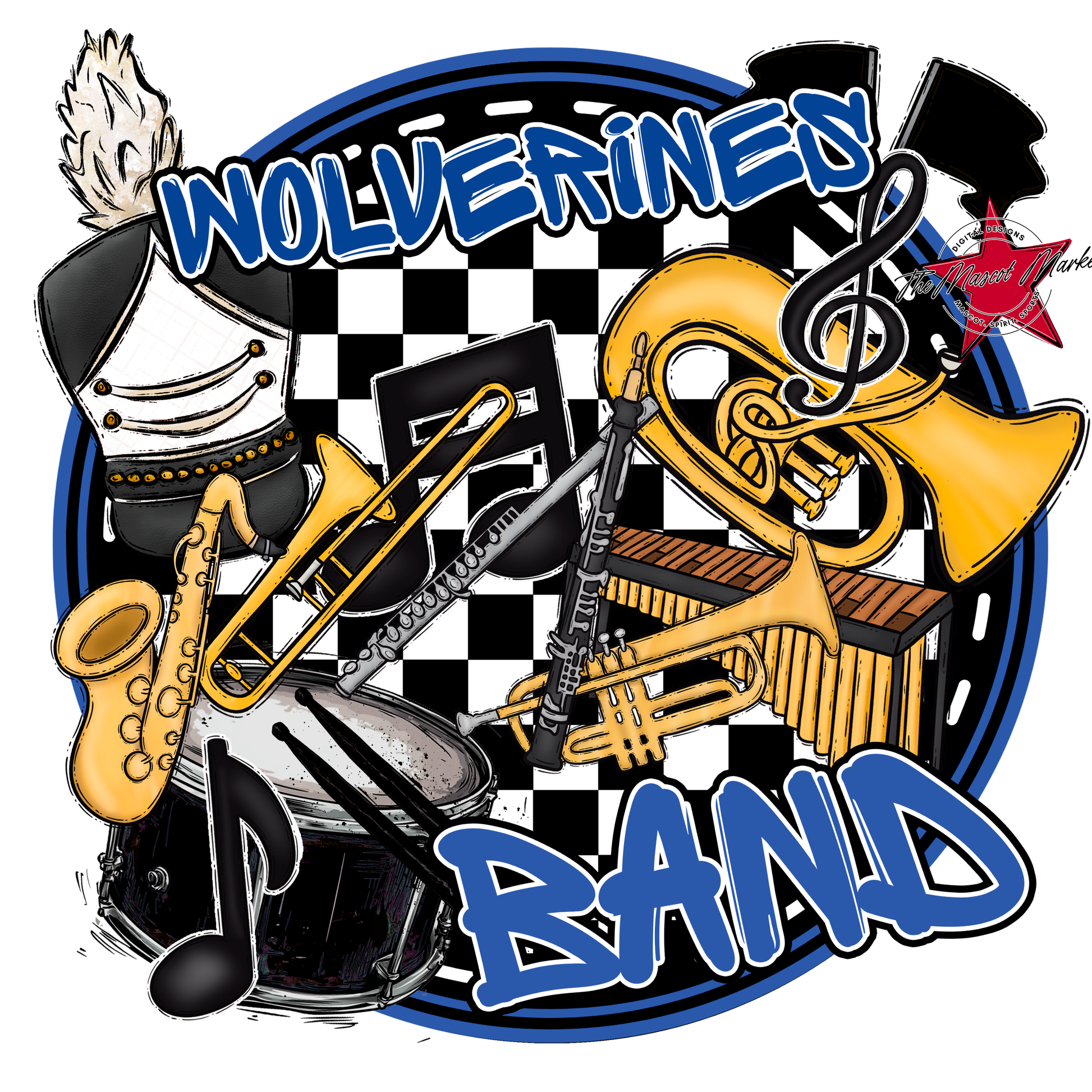 Wolverines Circle Band Design-Off Blue