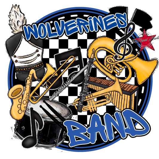Wolverines Circle Band Design-Off Blue