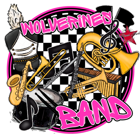 Wolverines Circle Band Design-Pink