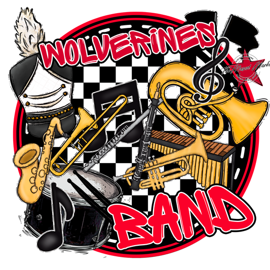Wolverines Circle Band Design-Red
