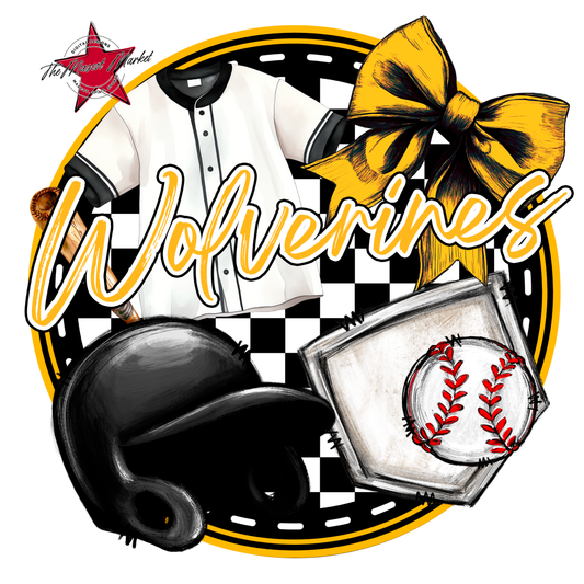 Wolverines Circle Baseball Design-Yellow