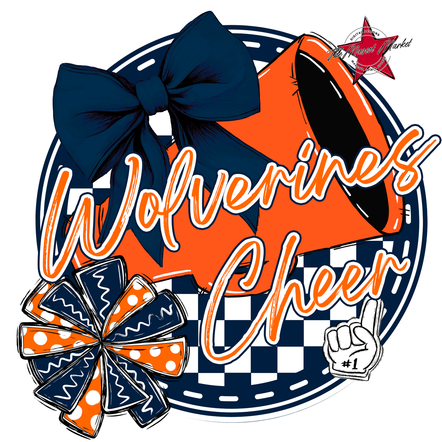 Wolverines Circle Cheer Design-Navy-Orange