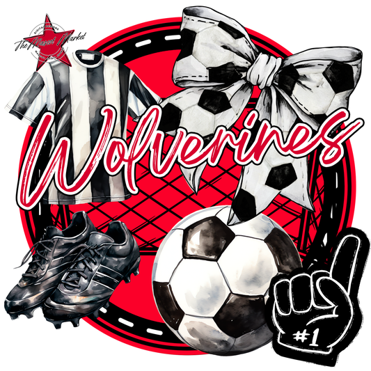 Wolverines Circle Soccer Design-Red