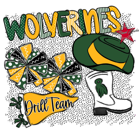 Wolverines Drillteam Spirit-Green & Yellow