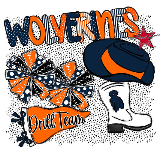 Wolverines Drillteam Spirit-Navy & Orange