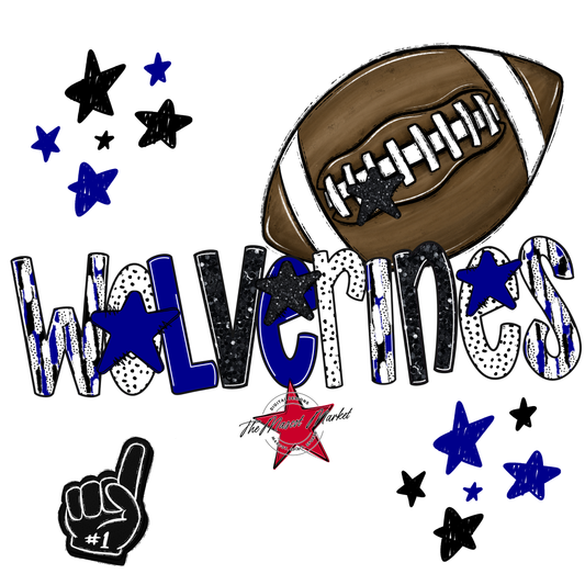 Wolverines Football Scrape-Blue