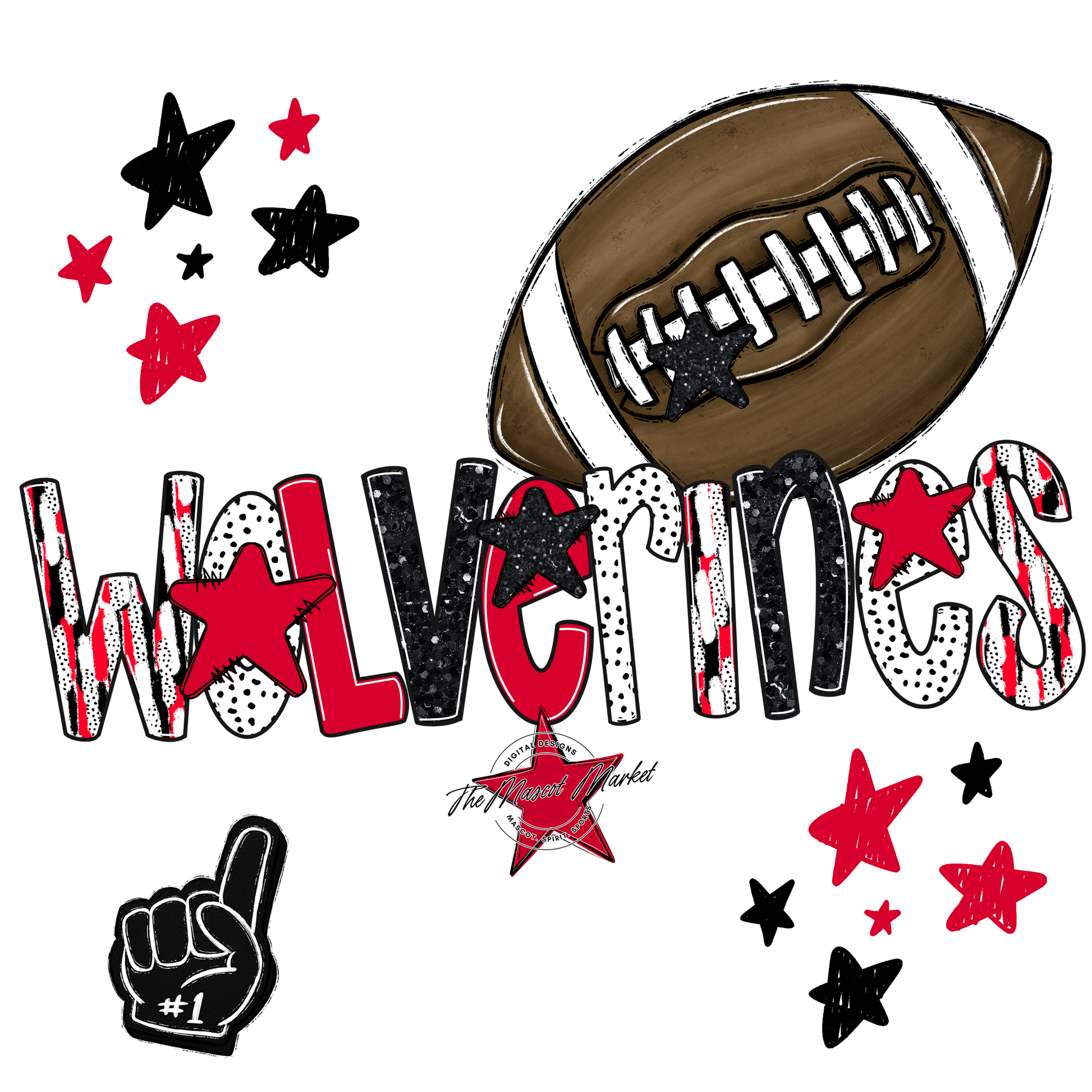 Wolverines Football Scrape-Red
