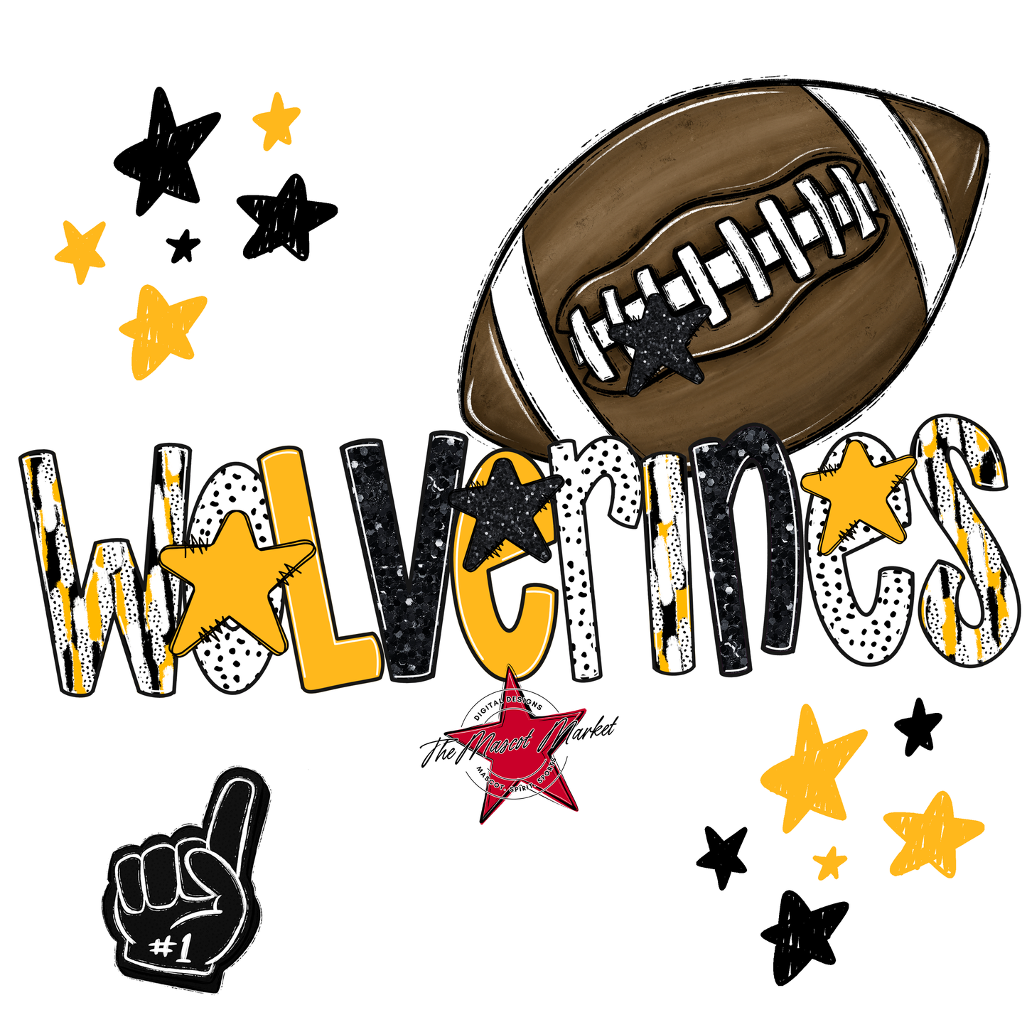 Wolverines Football Scrape-Yellow