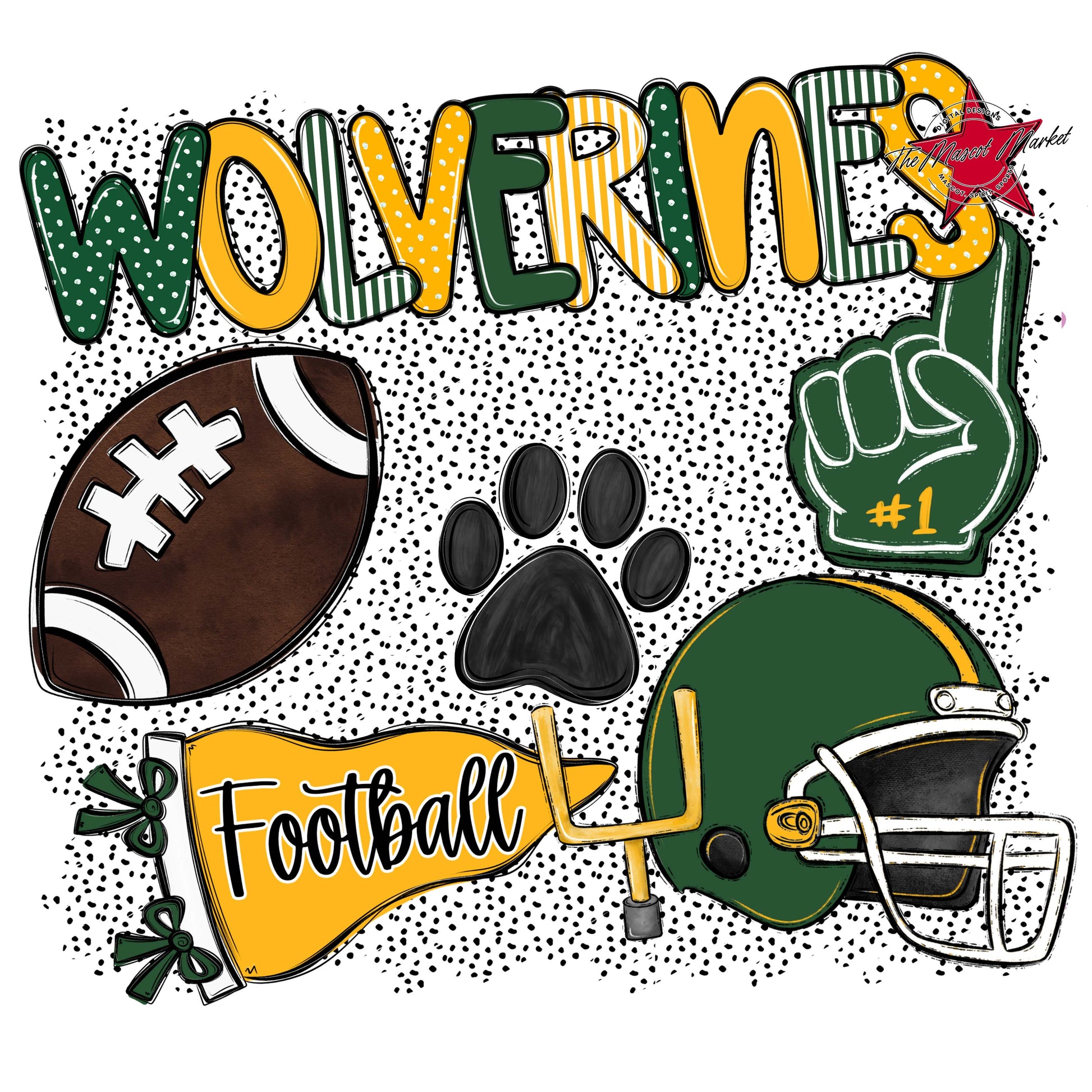 Wolverines Football Spirit-Green & Yellow