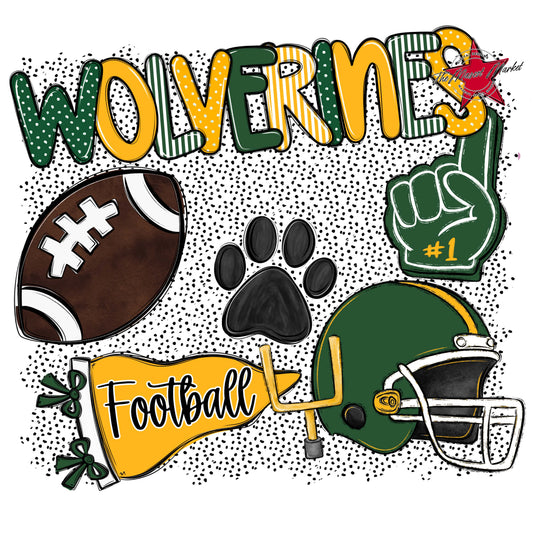 Wolverines Football Spirit-Green & Yellow