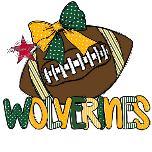 Wolverines Football Spirit Design-Green & Yellow