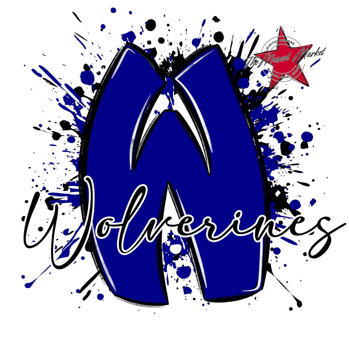 Wolverines Mascot Splatter-Blue