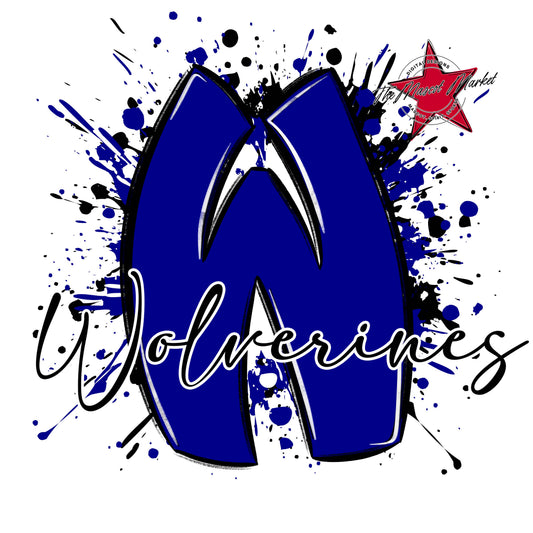 Wolverines Mascot Splatter-Blue