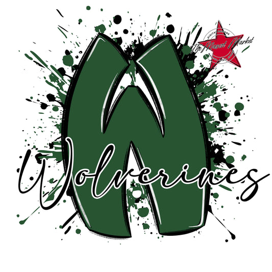 Wolverines Mascot Splatter-Green