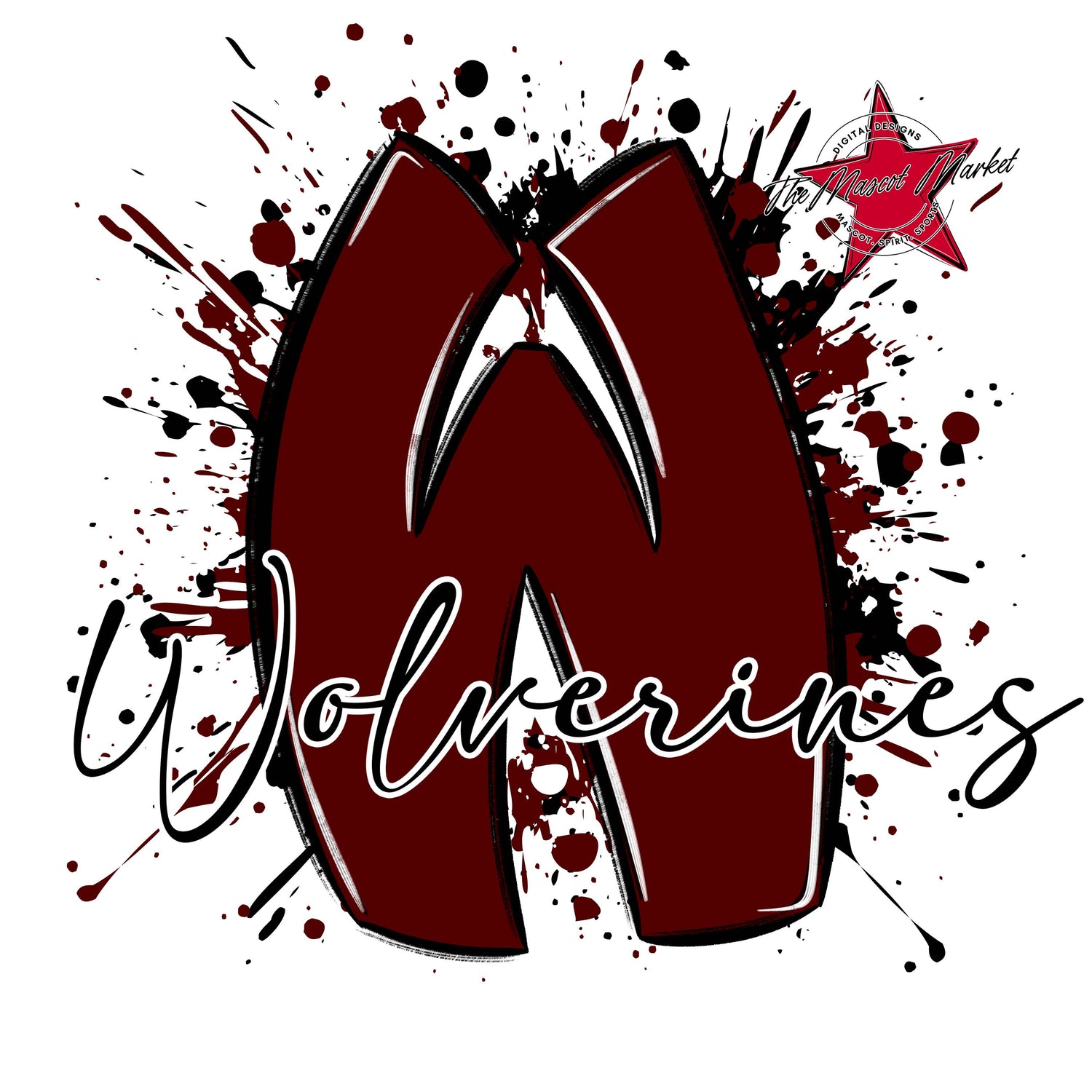 Wolverines Mascot Splatter-Maroon