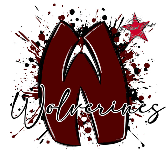 Wolverines Mascot Splatter-Maroon