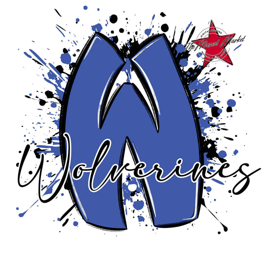 Wolverines Mascot Splatter-Off Blue