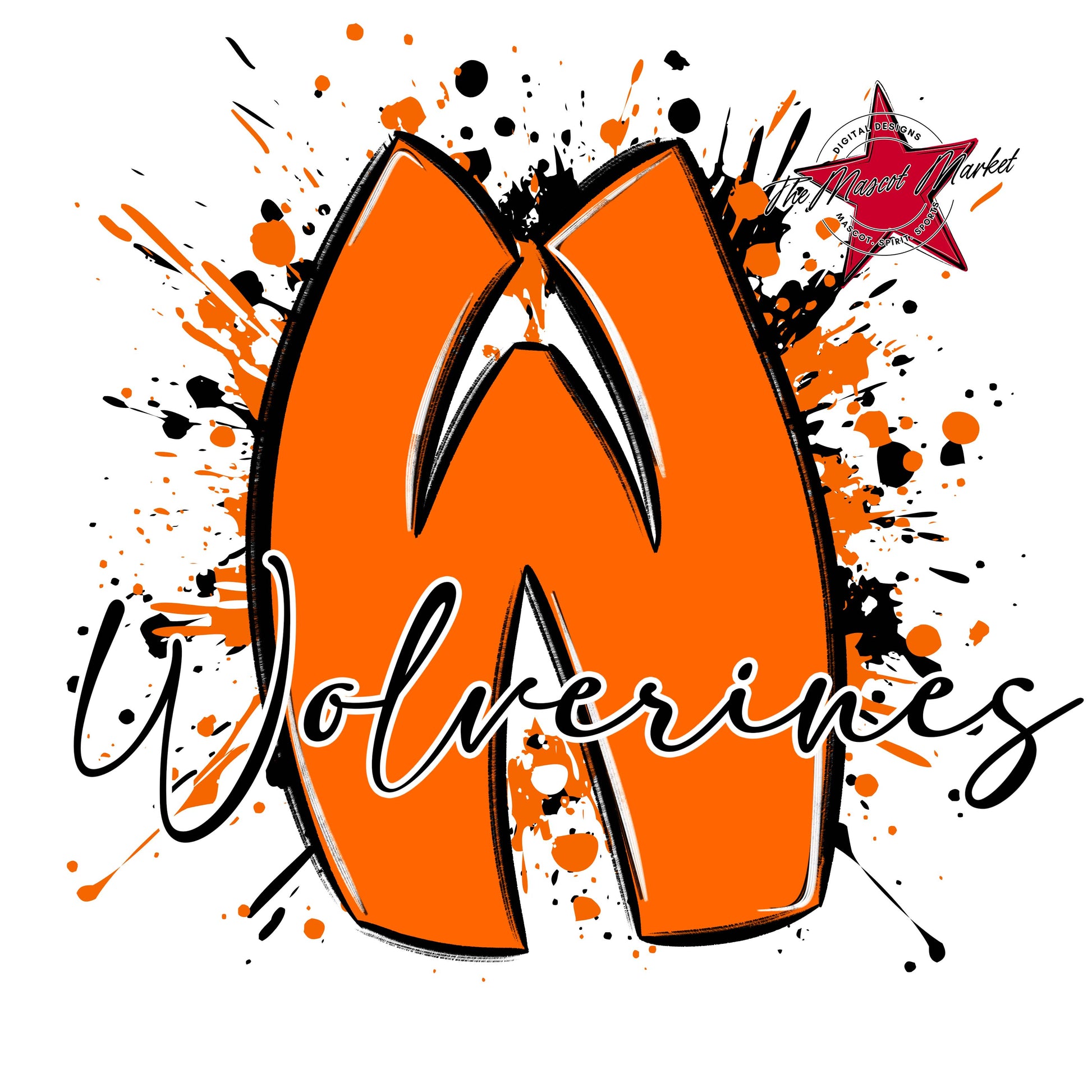 Wolverines Mascot Splatter-Orange