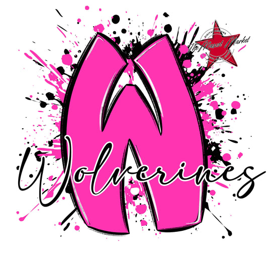 Wolverines Mascot Splatter-Pink