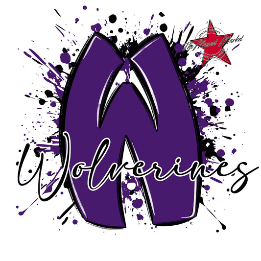 Wolverines Mascot Splatter-Purple