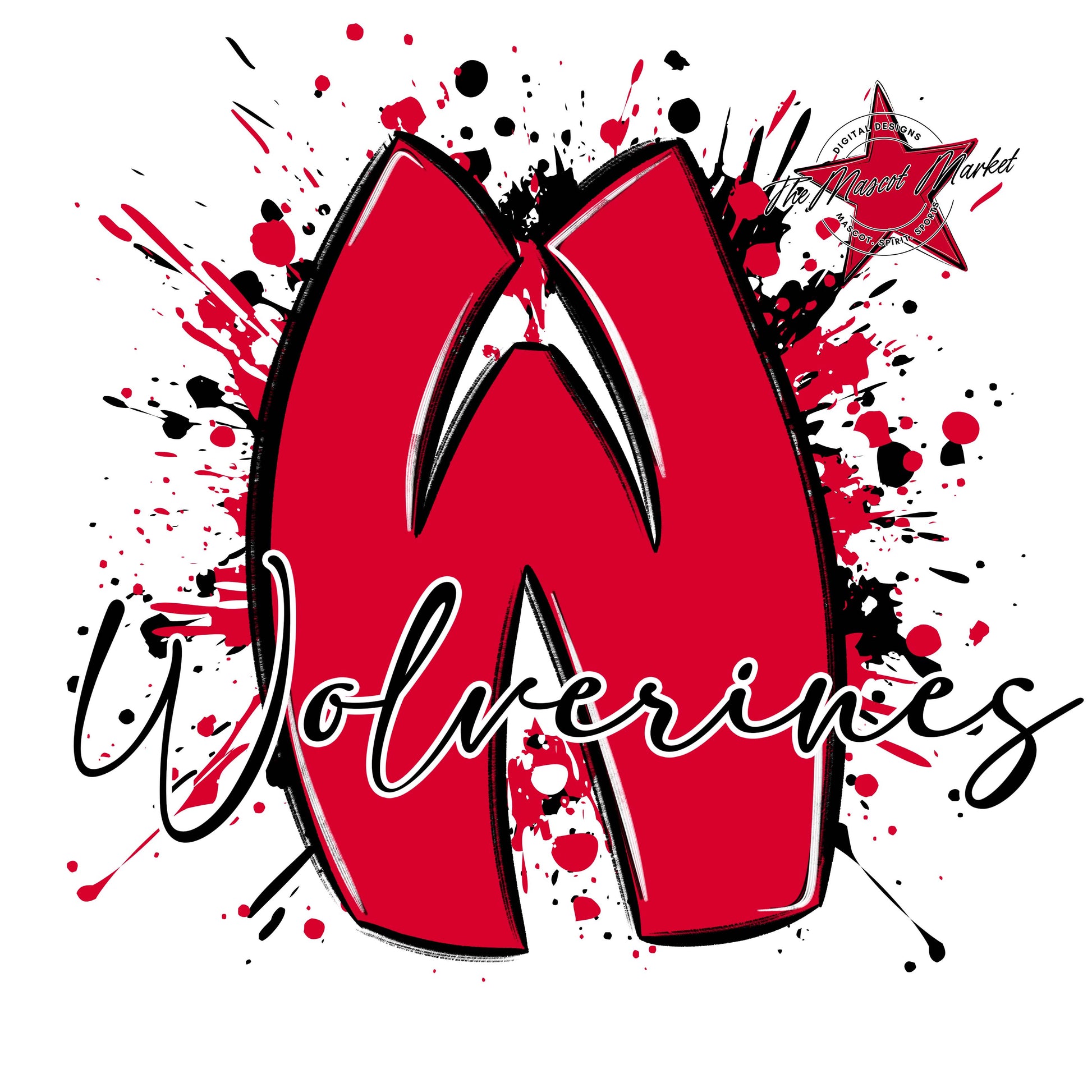 Wolverines Mascot Splatter-Red