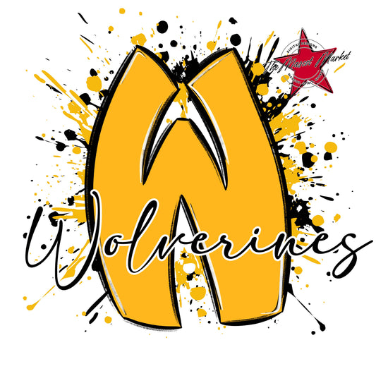 Wolverines Mascot Splatter-Yellow