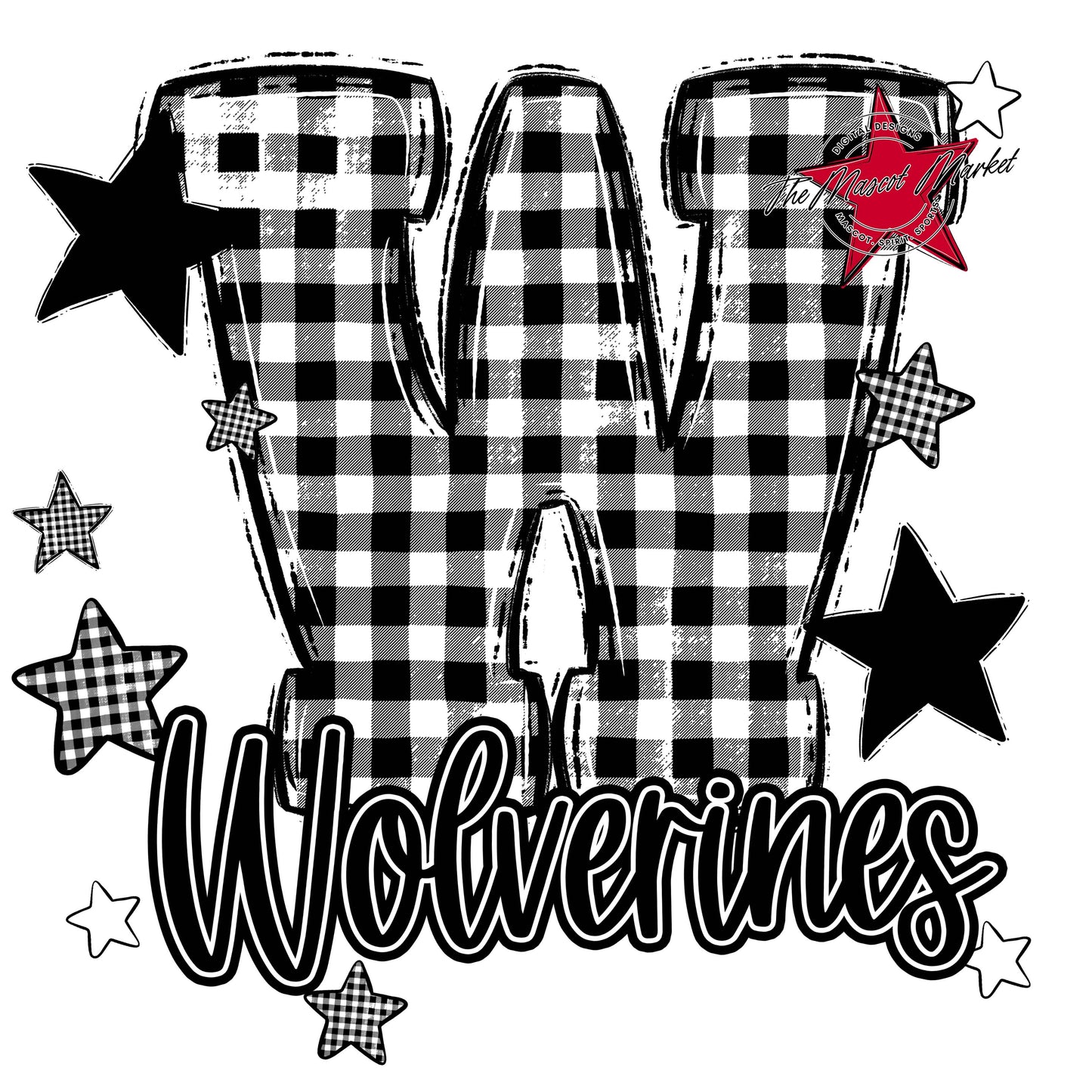 Wolverines Plaid Star Design-Black