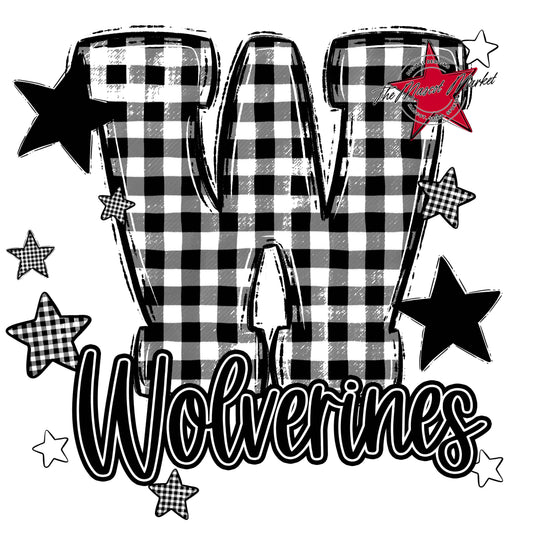 Wolverines Plaid Star Design-Black