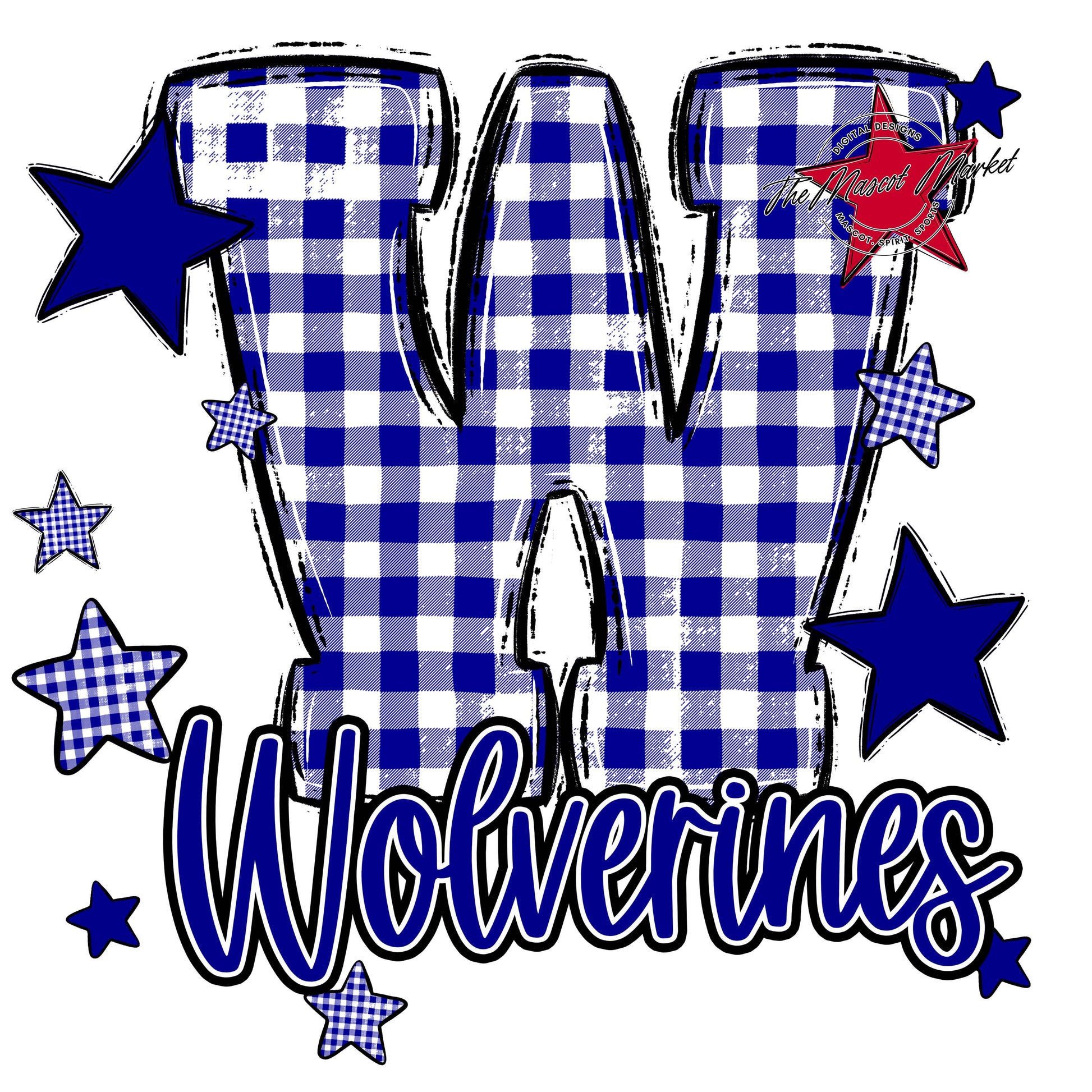 Wolverines Plaid Star Design-Blue