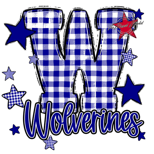 Wolverines Plaid Star Design-Blue