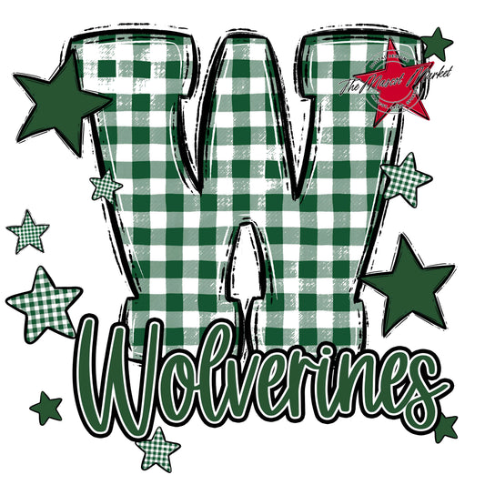 Wolverines Plaid Star Design-Green
