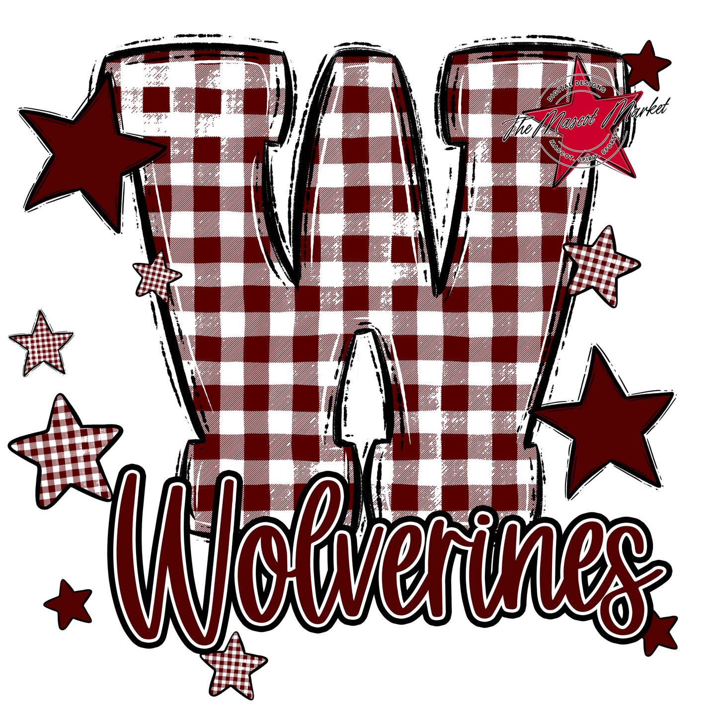 Wolverines Plaid Star Design-Maroon