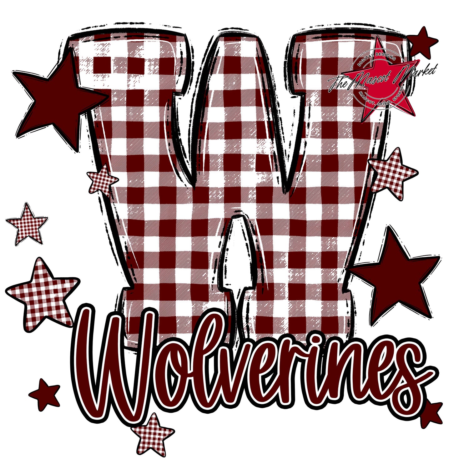 Wolverines Plaid Star Design-Maroon
