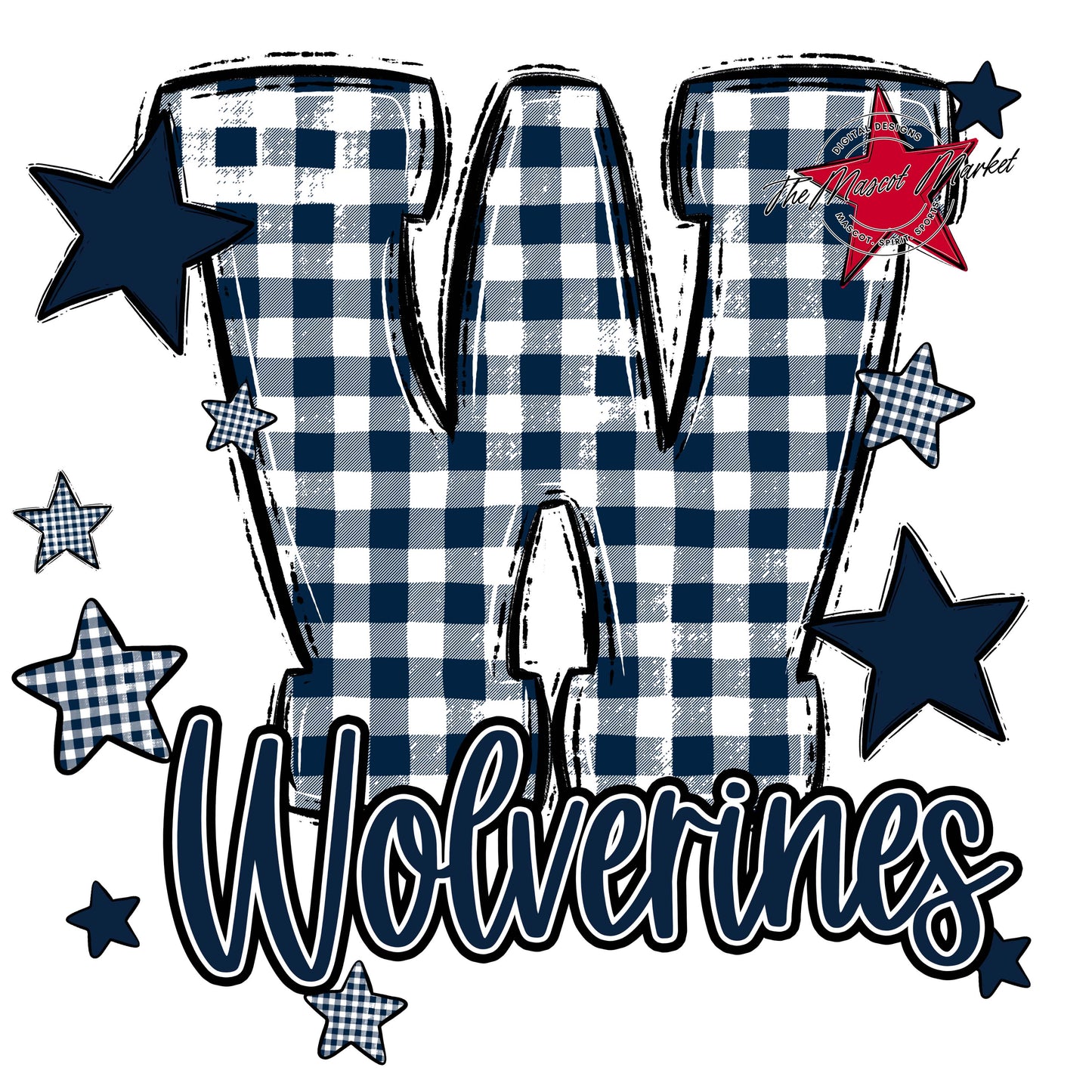 Wolverines Plaid Star Design-Navy