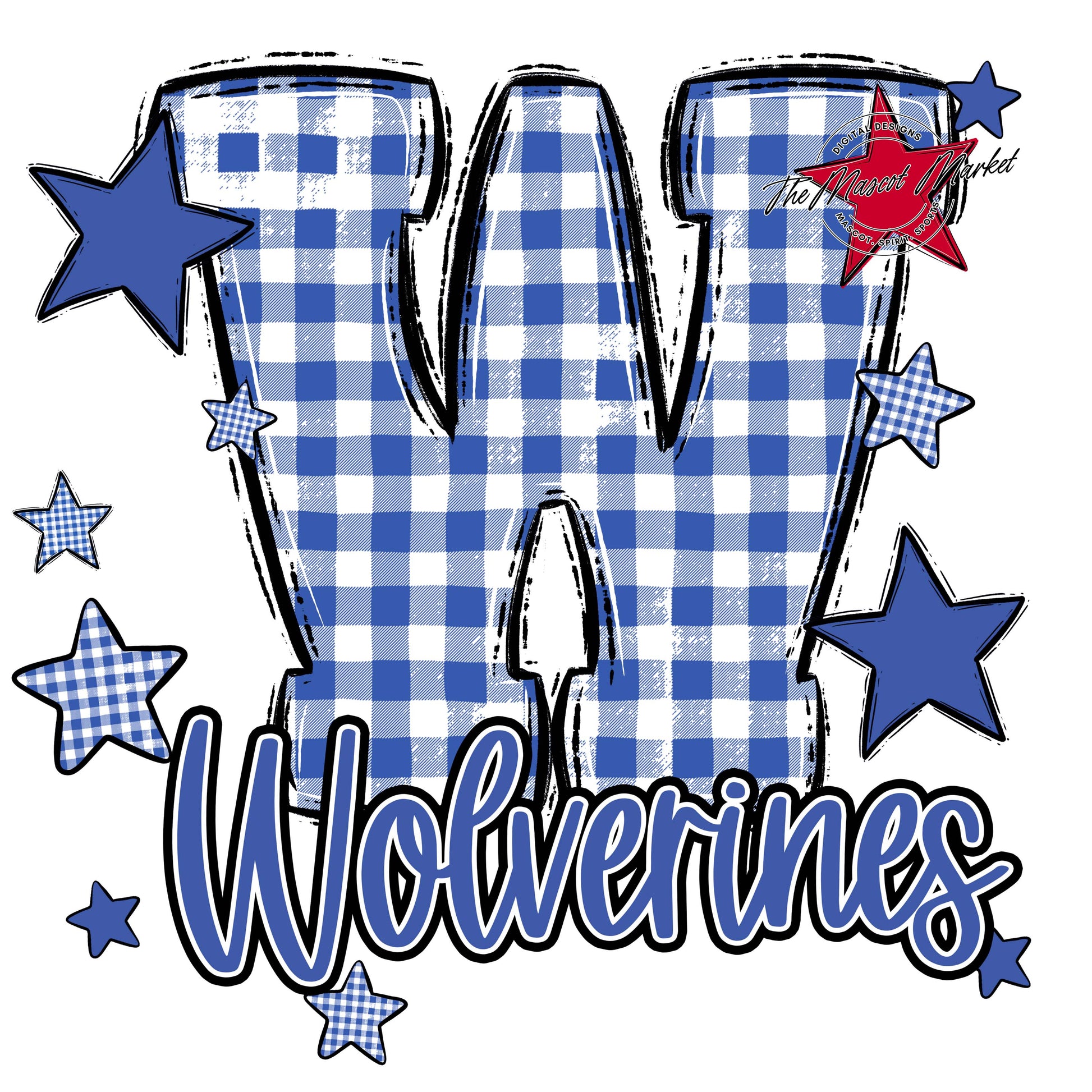 Wolverines Plaid Star Design-Off Blue