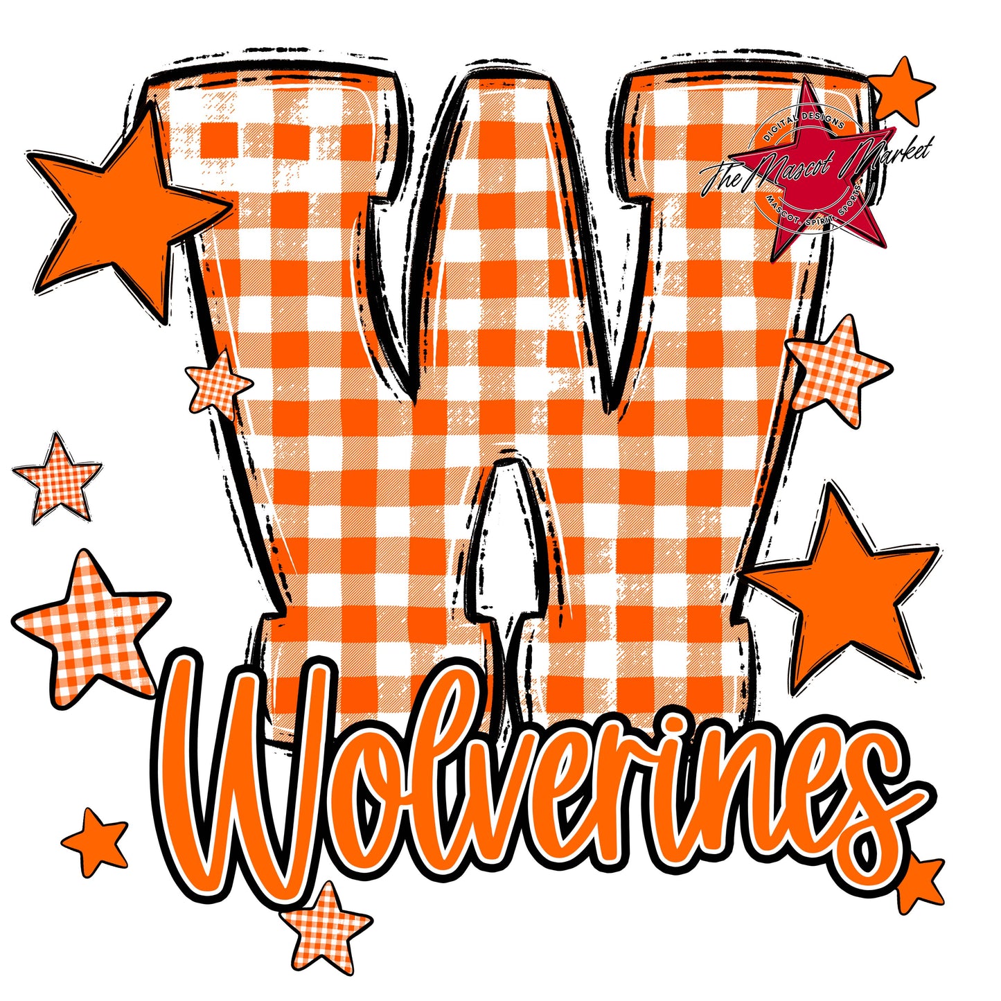 Wolverines Plaid Star Design-Orange