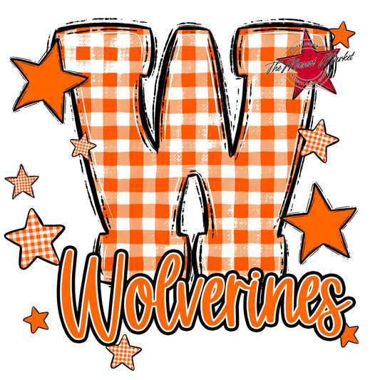 Wolverines Plaid Star Design-Orange