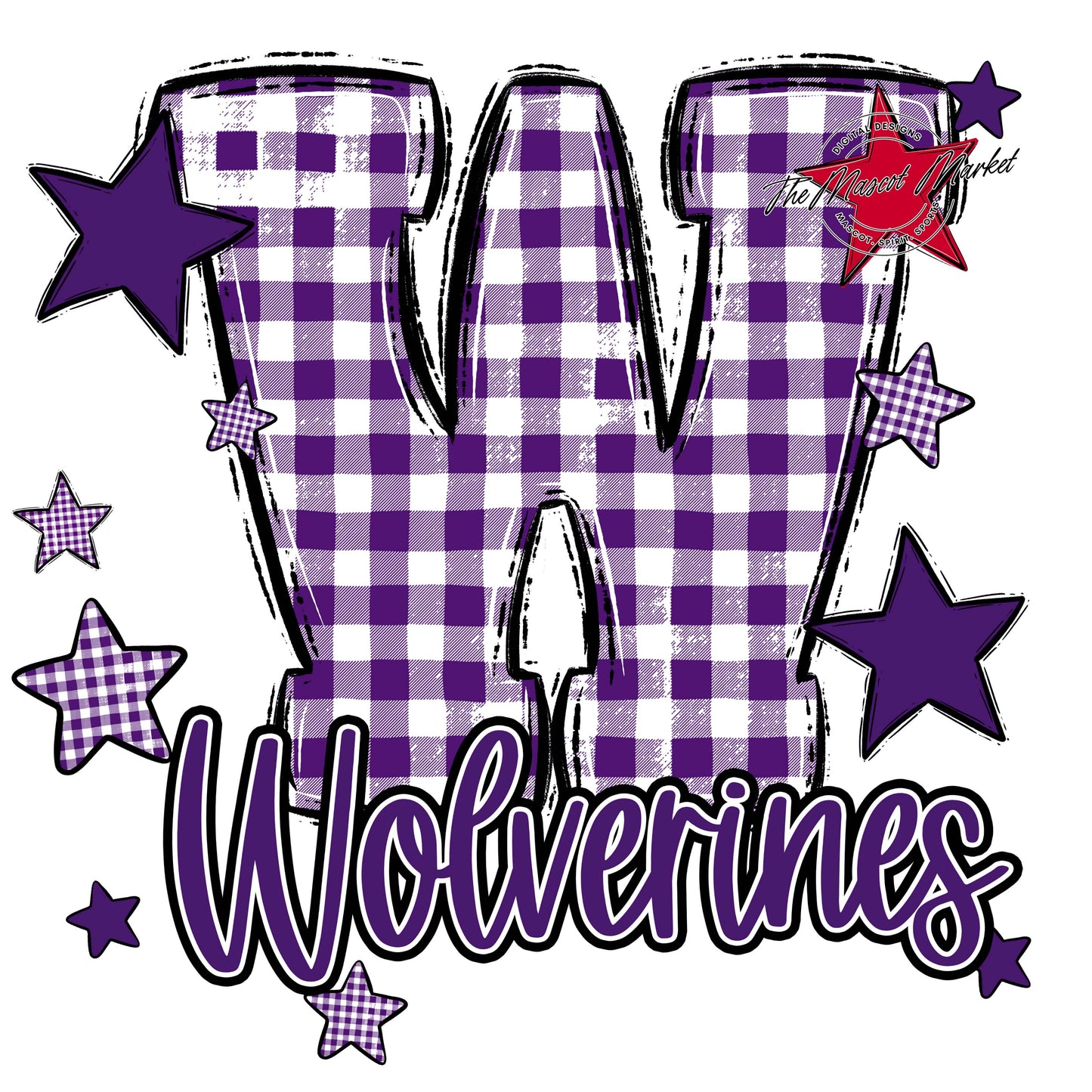 Wolverines Plaid Star Design-Purple