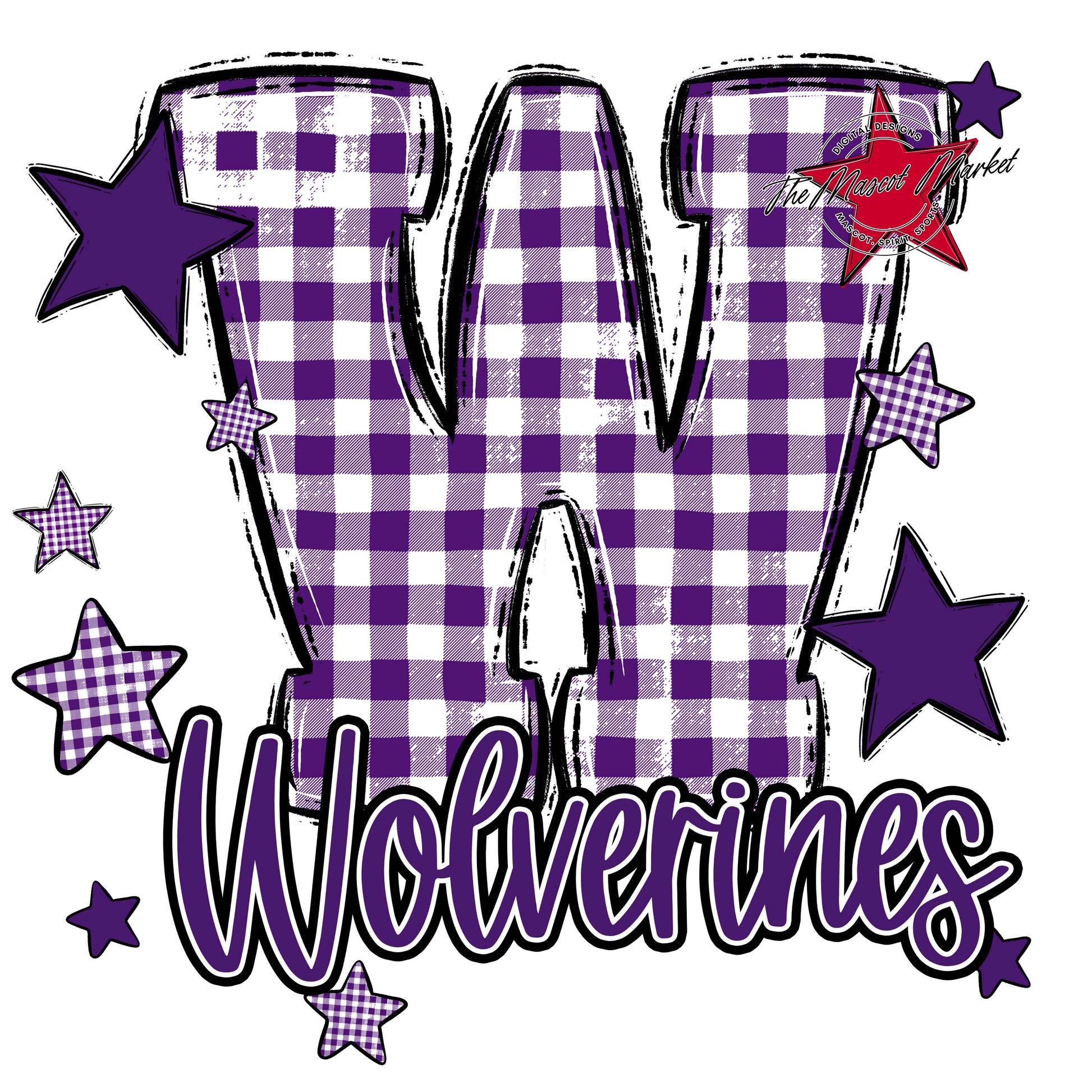 Wolverines Plaid Star Design-Purple