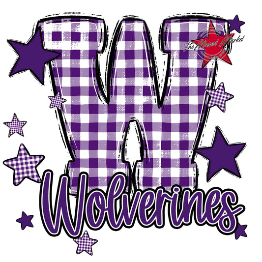 Wolverines Plaid Star Design-Purple