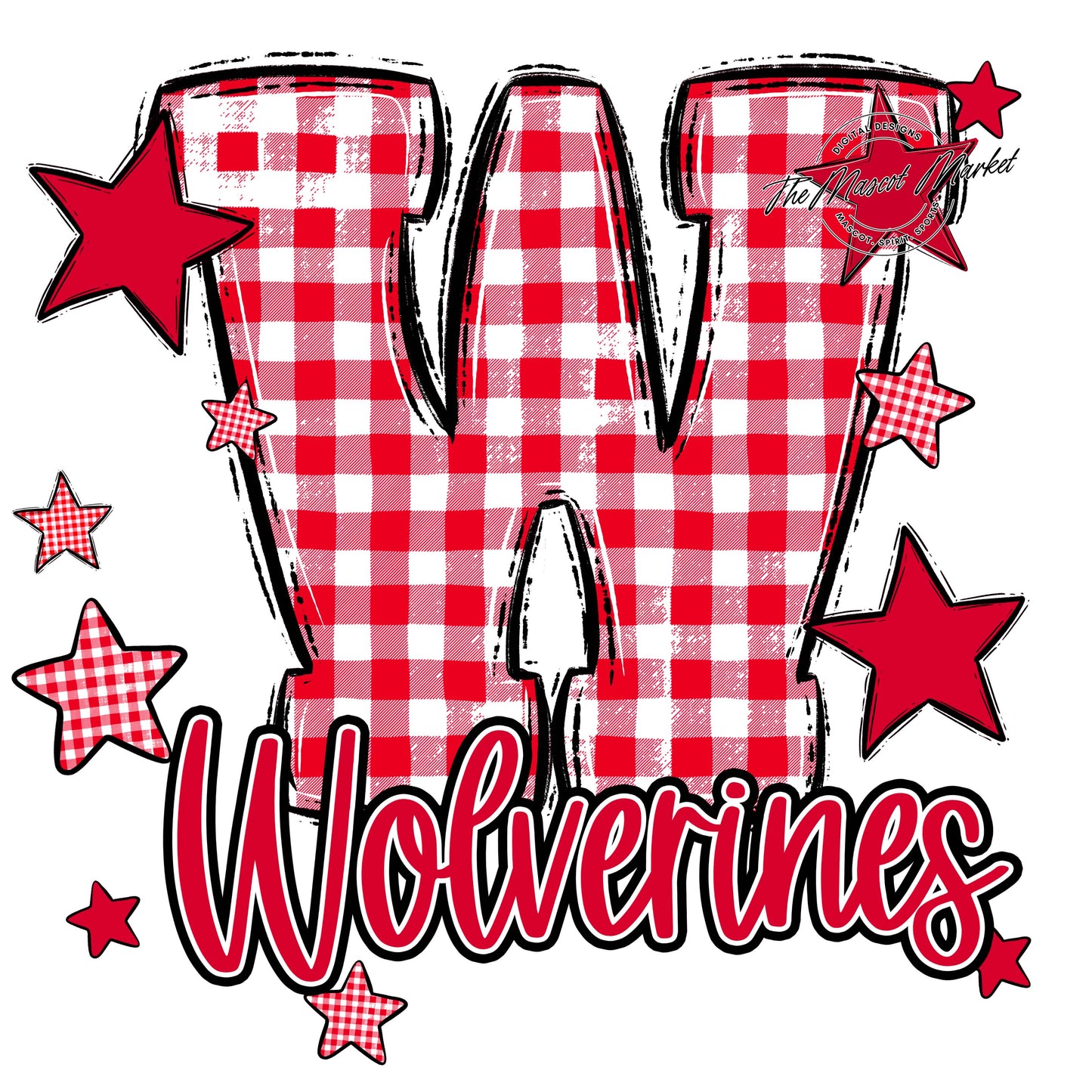 Wolverines Plaid Star Design-Red