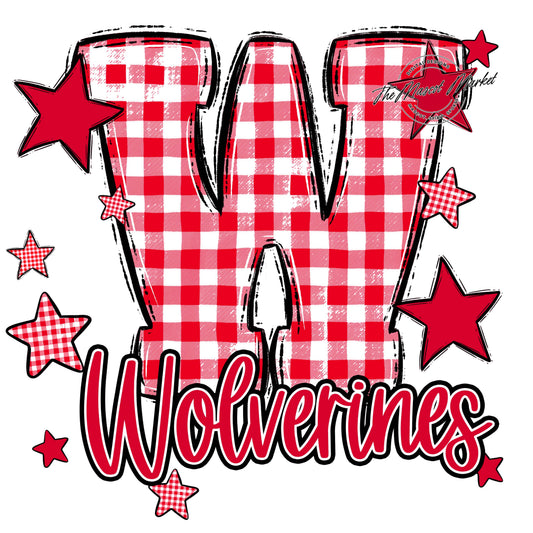 Wolverines Plaid Star Design-Red