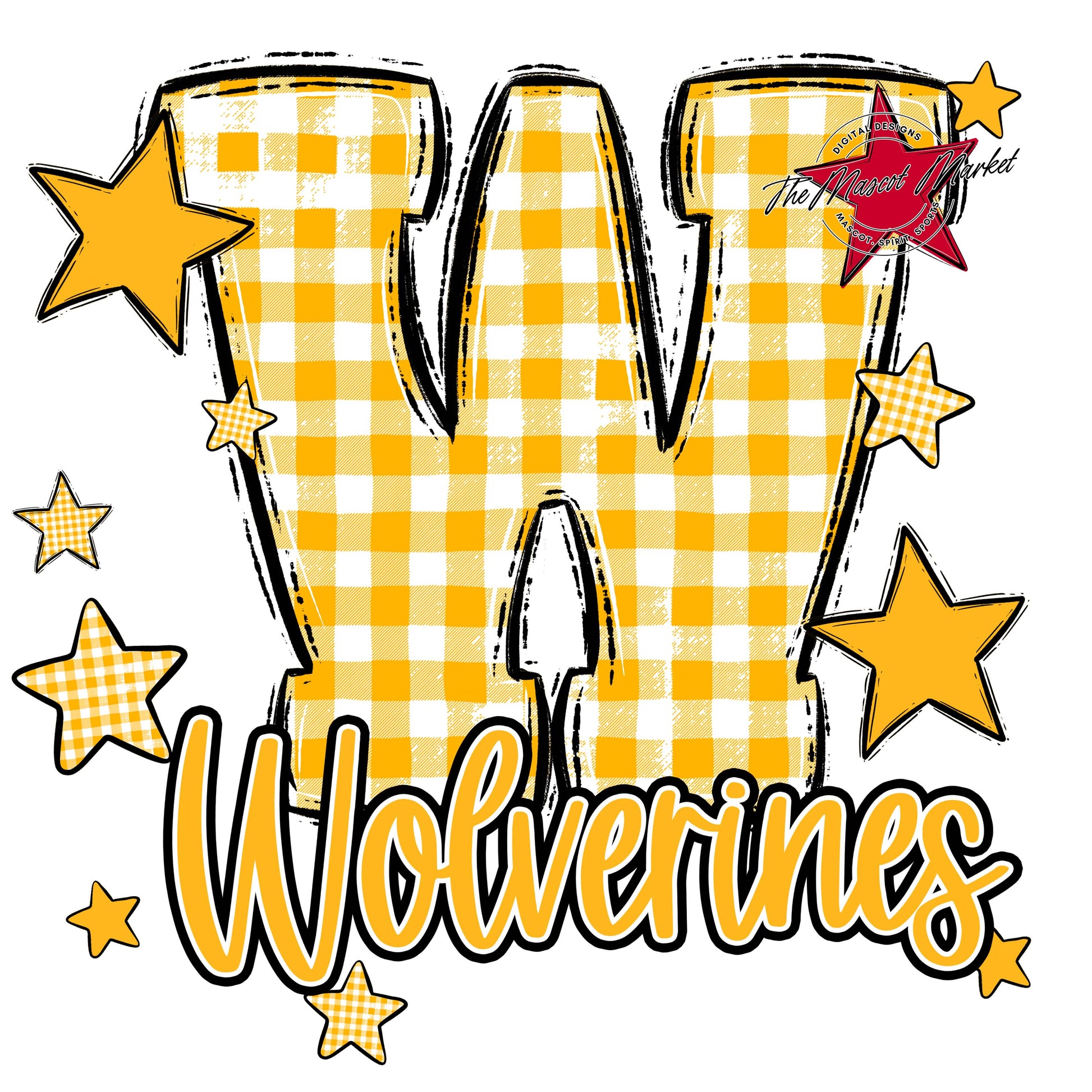 Wolverines Plaid Star Design-Yellow