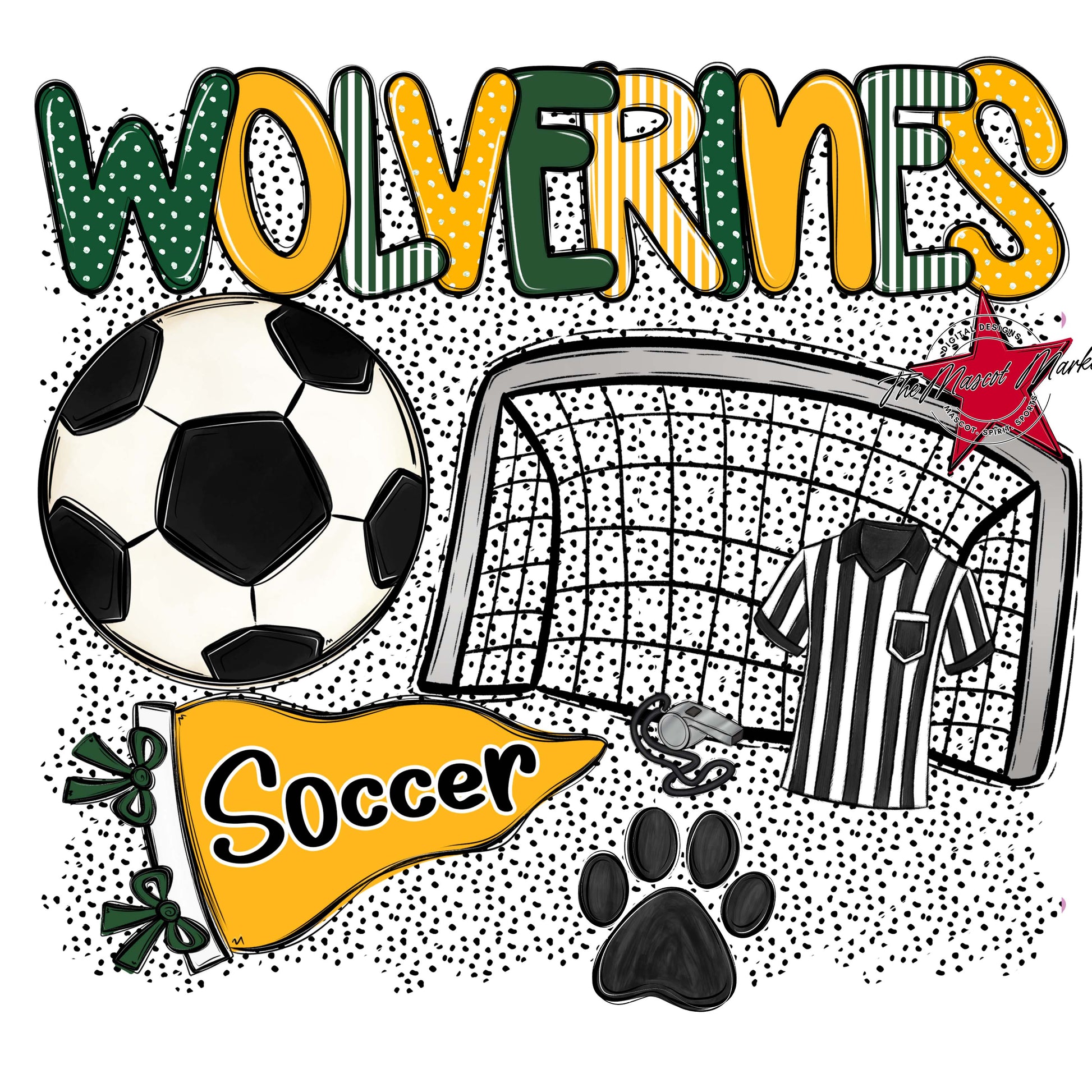 Wolverines Soccer Spirit-Green & Yellow