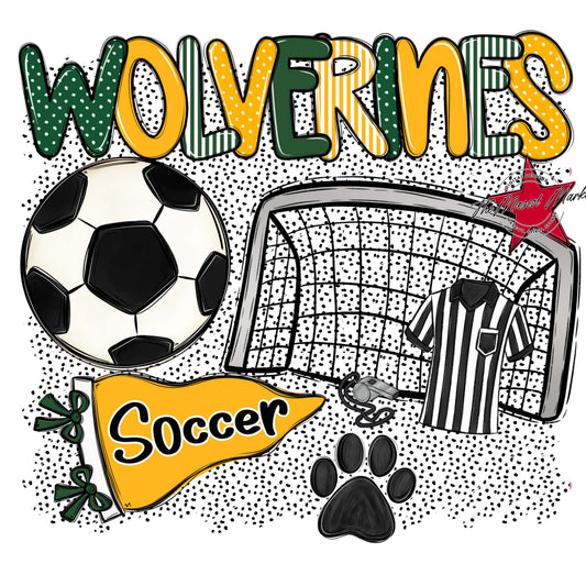 Wolverines Soccer Spirit-Green & Yellow