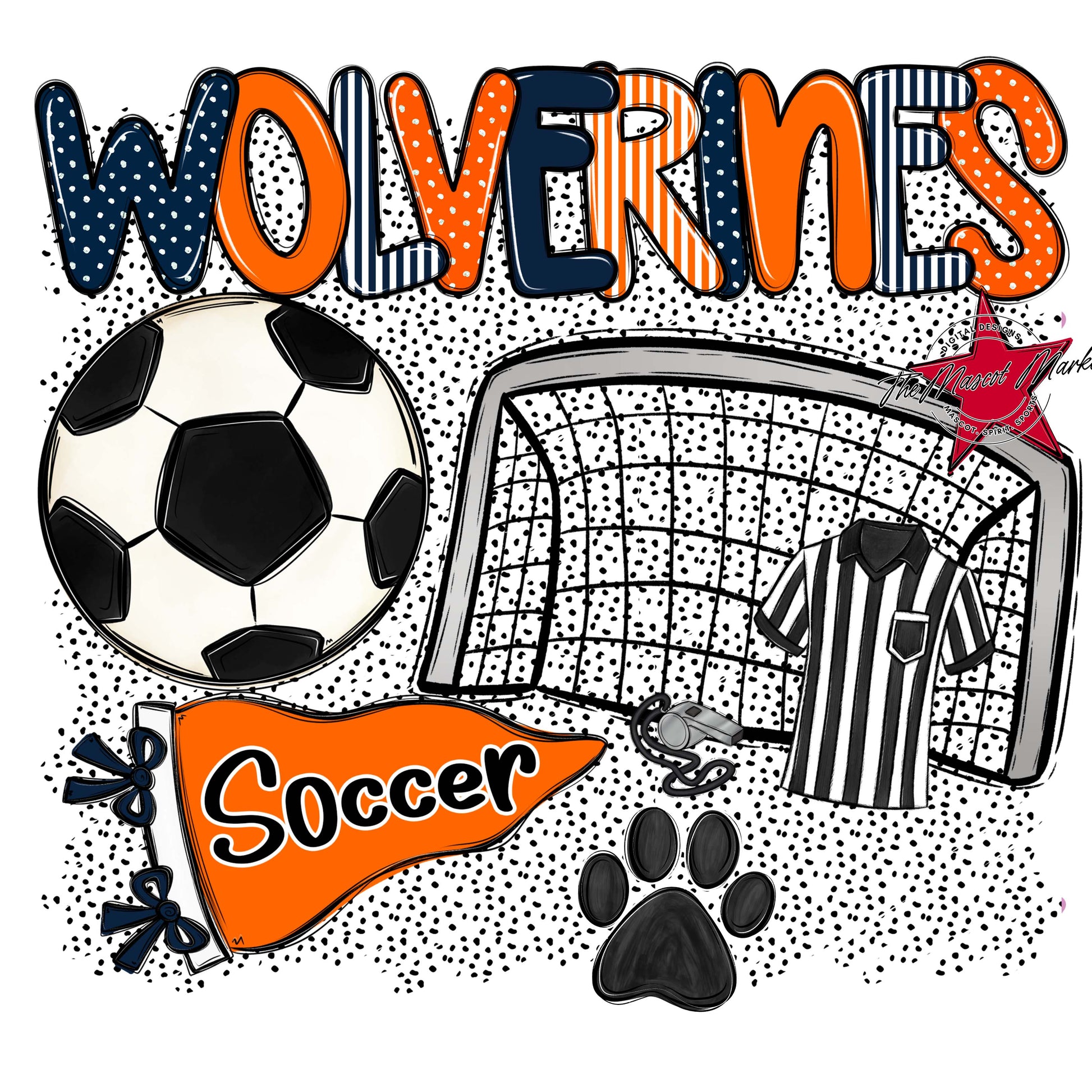 Wolverines Soccer Spirit-Navy & Orange